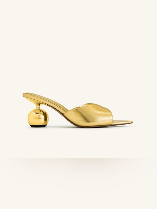 JW PEI Shoes - JW PEI Metallic Gold Sculpted-Heel Open-Toe Mules